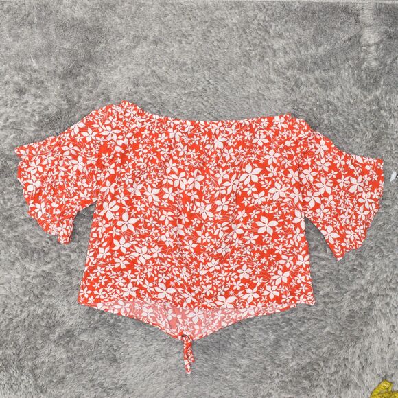 Lane Bryant Red Floral Off-Shoulder Top - Picture 2 of 8